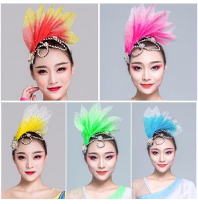 Flamenco dance Performance tiara colorful headflowers ballroom opening Dance headdress Female adult modern dance stage performance head wear 